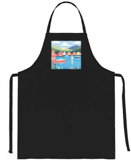 Image of bergen in norway travel boat seller waitress saleswoman craftsman colorful wooden houses