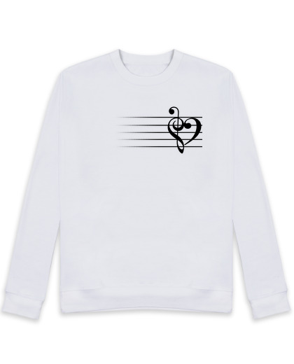 Sweat Unisexe coeur de la musique - version blanche