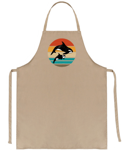 Image of whale family orcas orca ocean seller saleswoman waiter waitress artisan vintage retro