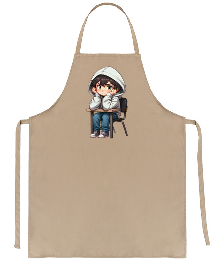 Image of manga boy schoolboy annoyed sulking seller waiter bartender craftsman