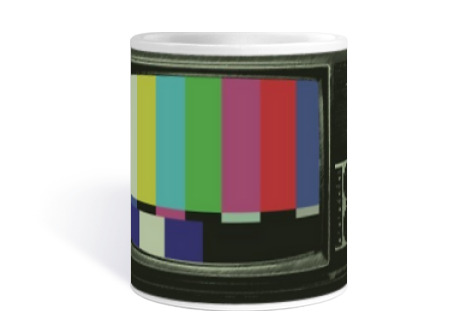 Image of television vintage retro television tv pattern cup coffee tea croissants herbal tea infusion