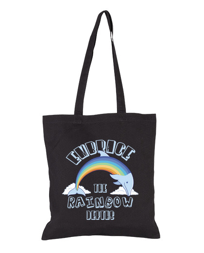 Image of rainbow dolphin jumping singing mermaids bag vacation beach tote
