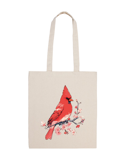 Image of red cardinal bird of virginia bag promenade vacation beach tote