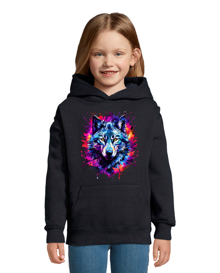 Sweat À Capuche Pour Enfant visage de loup coloré - idée cadeau