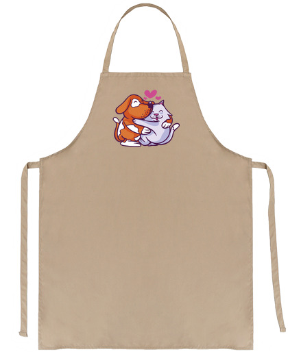 Image of cat and dog cuddles tender romantic saleswoman waitress retirement