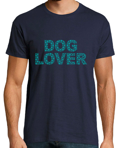 Tee Shirt Homme Manche Courte chien love r bleu