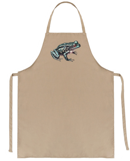 Image of green cottagecore frog tree frog salesman waiter bartender