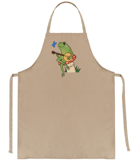 Image of frog playing banjo cottagecore food truck salesman saleswoman waitress bartender