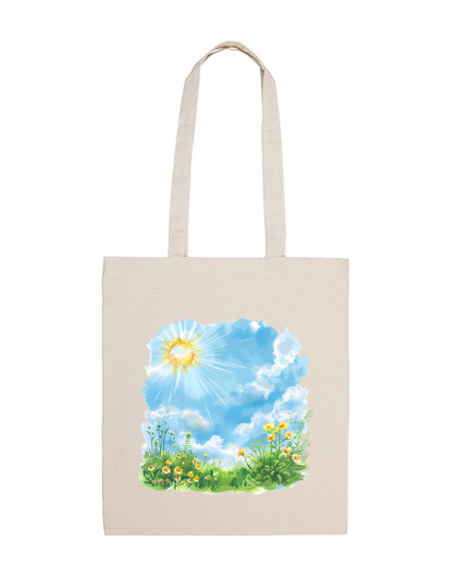 Image of flowers sun near good weather yellow bag vacation beach mountain hiking tote