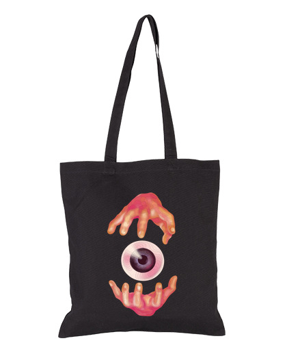 Image of hands framing an eye surrealism science fiction bag festival exhibition film tote