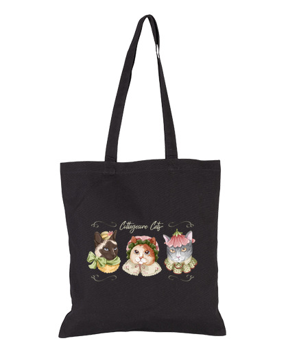 Image of dressed cat vintage cottagecore pussy bag stage craft sewing tote