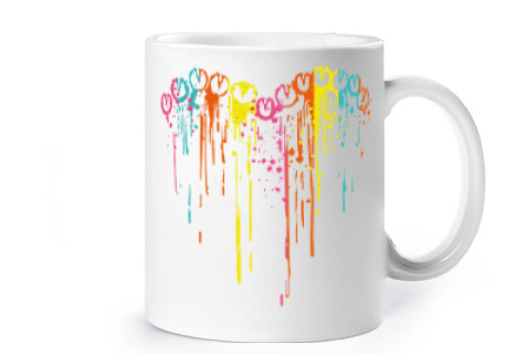 Image of horses footprints drips splash cup coffee tea croissants herbal tea