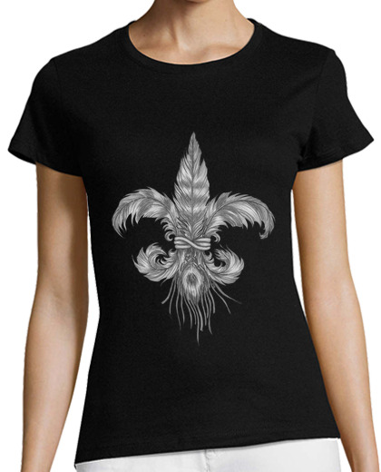 Image of fleur-de-lis of feathers. fleur de lis feathers. woman t-shirt