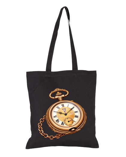 Image of gold pocket watch vintage retro bag empty garage shopping tote