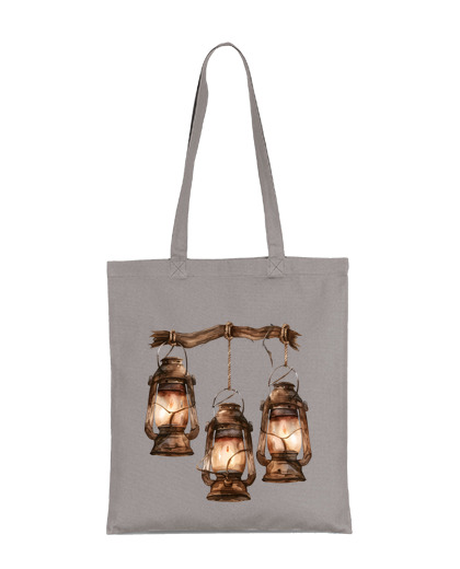 Image of old storm lamp film bag flea market empty attic workshop tote