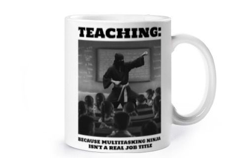 Image of ninja teacher class students math cup coffee tea croissants herbal tea