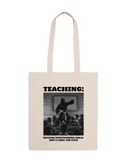 Image of ninja teacher class students math bag lessons notebooks books tote