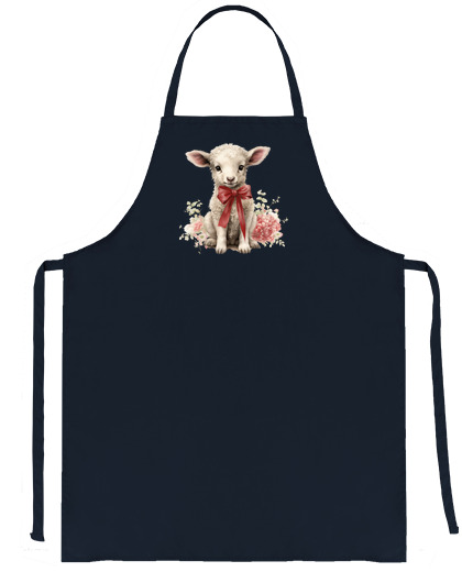 Image of lamb sheep cottagecore salesman saleswoman waitress craft flowers bow tie