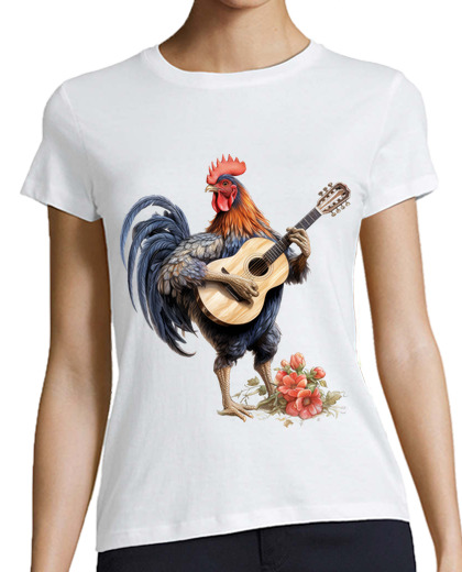 Image of rooster crowing bluegrass farm hen guitar cottagecore
