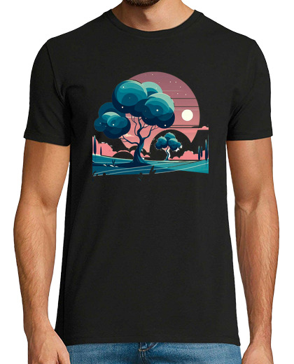 Tee Shirt Homme Manche Courte paysage avec arbre