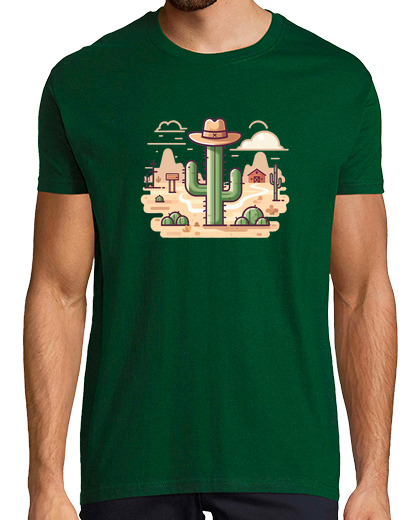 Tee Shirt Homme Manche Courte cactus dans le Far West