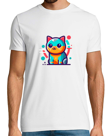 Tee Shirt Homme Manche Courte un joli chaton heureux