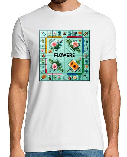 Tee Shirt Homme Manche Courte jeu de société de fleurs