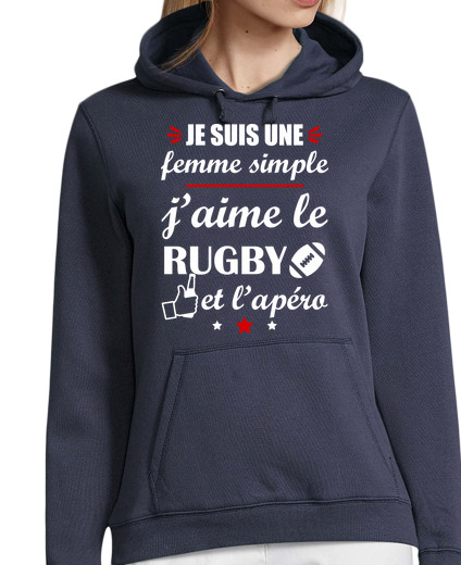 Sweat-shirt À Capuche Pour Femme Femme rugby et apéro,rugbywoman