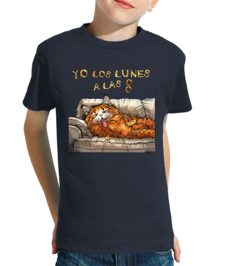 Tee Shirt Pour Enfant Manche Courte moi les lundi à les chat fatigué.