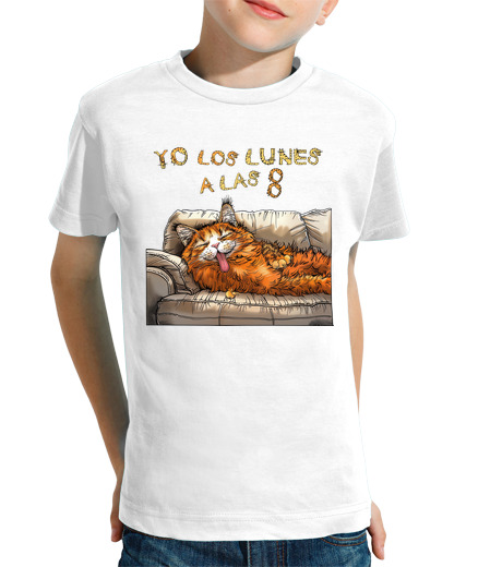 Tee Shirt Pour Enfant Manche Courte moi les lundi à les chat fatigué.