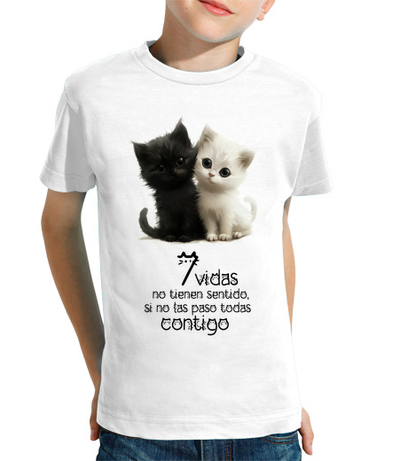 Tee Shirt Pour Enfant Manche Courte 7 vit avec toi chatons mignons fc