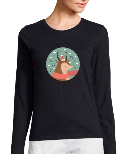 Image of christmas deer .. do it la la la! woman long sleeve t-shirt