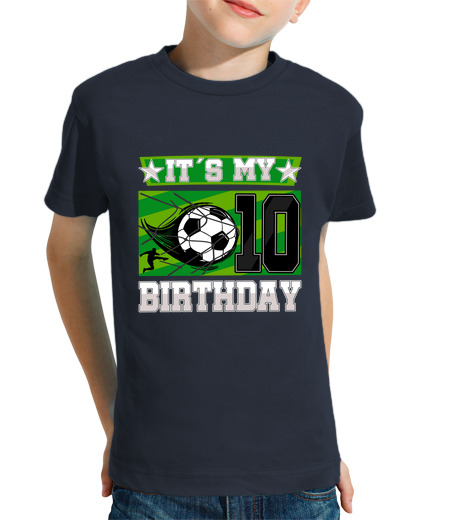 T-shirt bambino manica corta 10° compleanno ragazzo calcio 10 anni