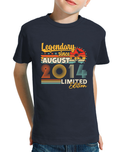 Tee Shirt Pour Enfant Manche Courte Août 2014 Vintge Anniversaire Cadeau