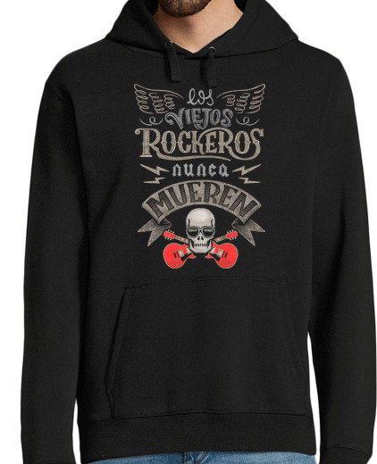 Sweat-shirt À Capuche Pour Homme les vieux rockers ne meurent jamais