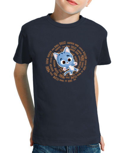 Tee Shirt Pour Enfant Manche Courte adorable chaton avec des textes