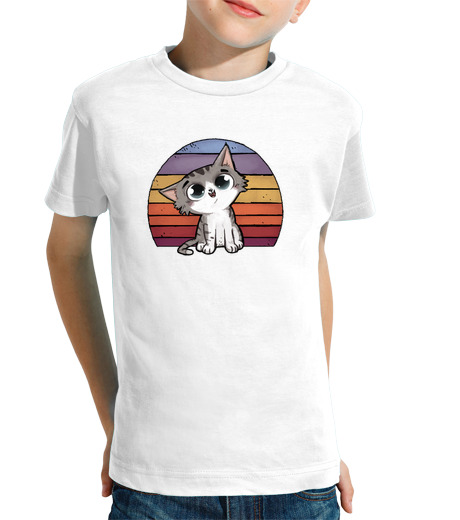 Tee Shirt Pour Enfant Manche Courte chat marrant