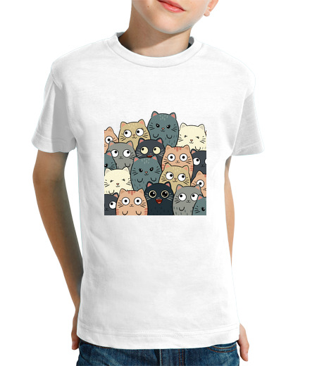 Tee Shirt Pour Enfant Manche Courte chats kawaii