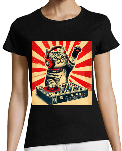 Image of Funny Deejay House Cat Retro Vintage