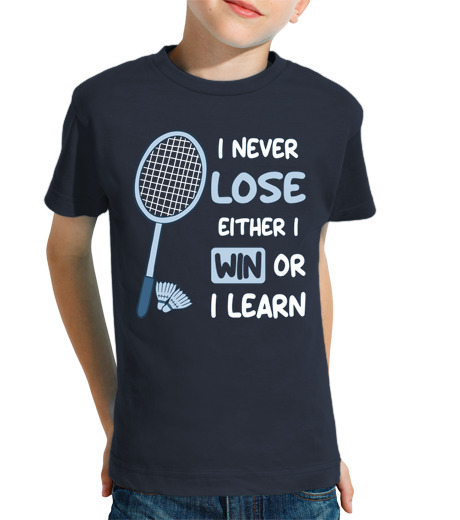 Tee Shirt Pour Enfant Manche Courte badminton je ne perds jamais