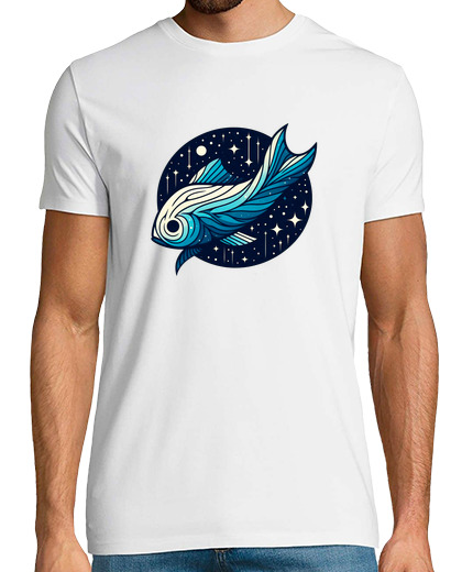 Tee Shirt Homme Manche Courte le poisson qui nage parmi les les