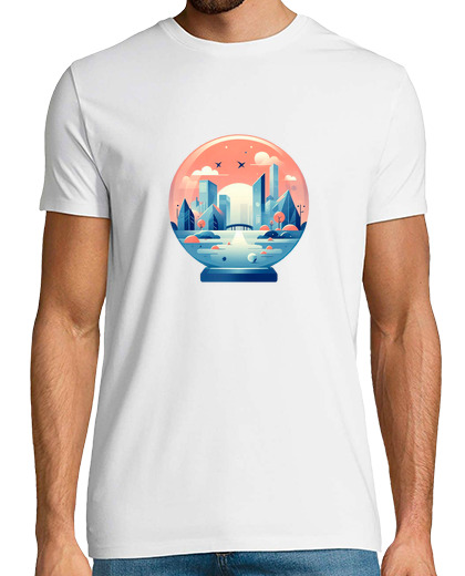 Tee Shirt Homme Manche Courte vision de la ville du futur dans une bo