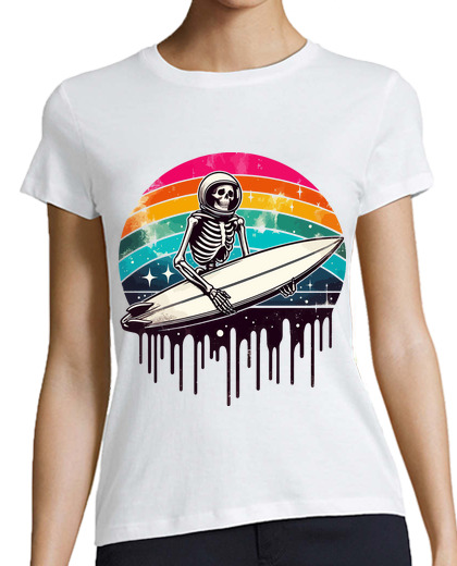 Image of Funny Skeleton Surfer Rainbow LGBT