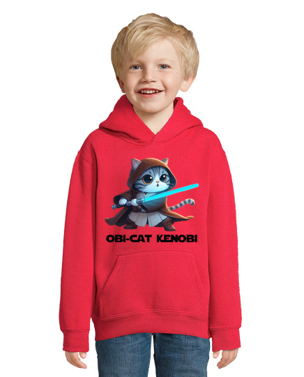 Sweat À Capuche Pour Enfant obi-cat kenobi lettres noires