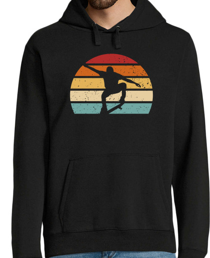 Sweat-shirt À Capuche Pour Homme skateboard au coucher du soleil vintage