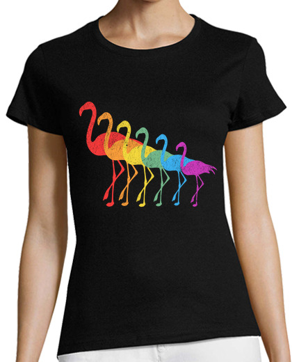 Image of lgbt flamingo pride tee rainbow birds
