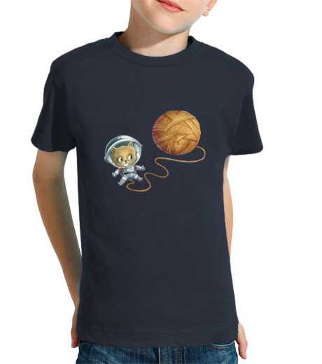 Tee Shirt Pour Enfant Manche Courte chat de l39espace avec planète boule