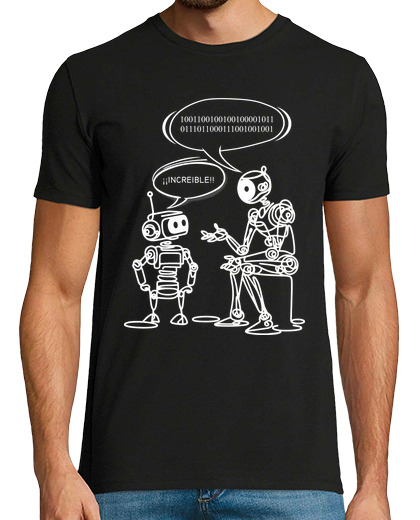 Tee Shirt Homme Manche Courte professeur d'informatique ordinateur humour robots binaire