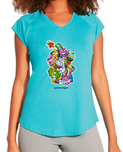 Image of unicorn short manga t shirt women blue