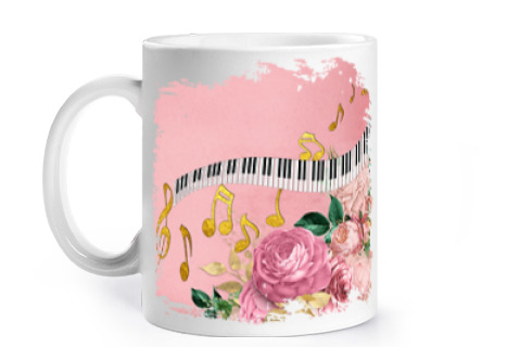 Image of pianist piano vintage conservatory cup coffee tea croissants to personalize